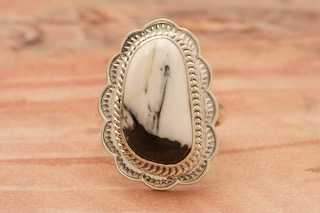 Genuine White Buffalo Turquoise Native American Ring